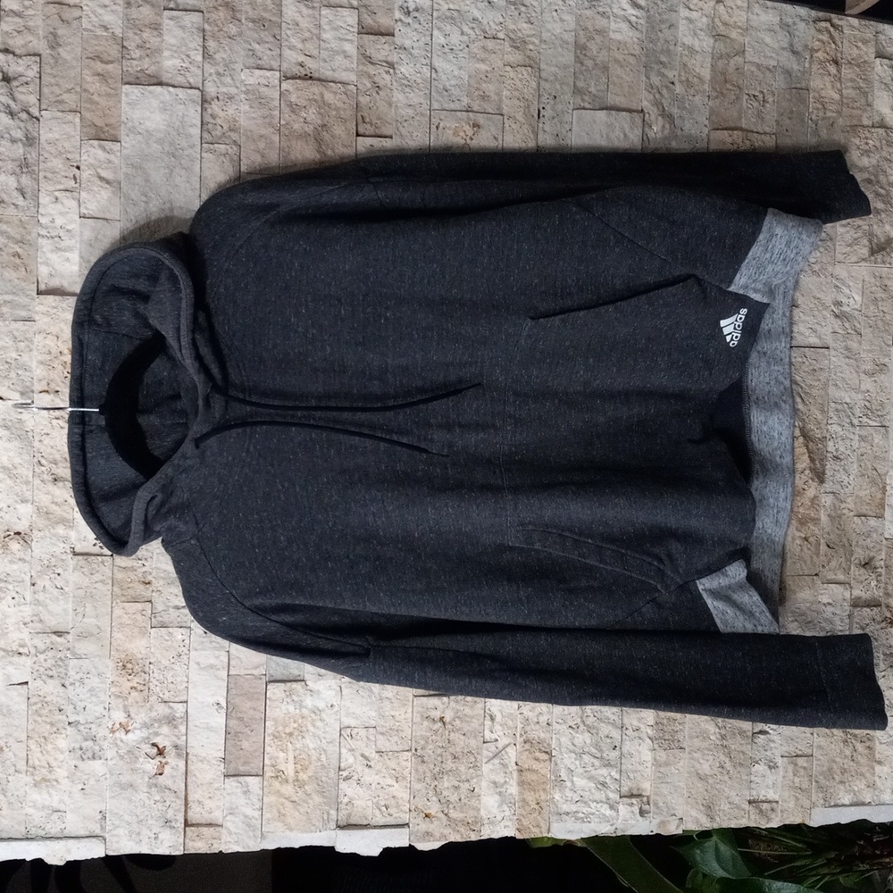 Adidas Hoodie Pullover Sweatshirt High Neck Women's Dark Gray XL